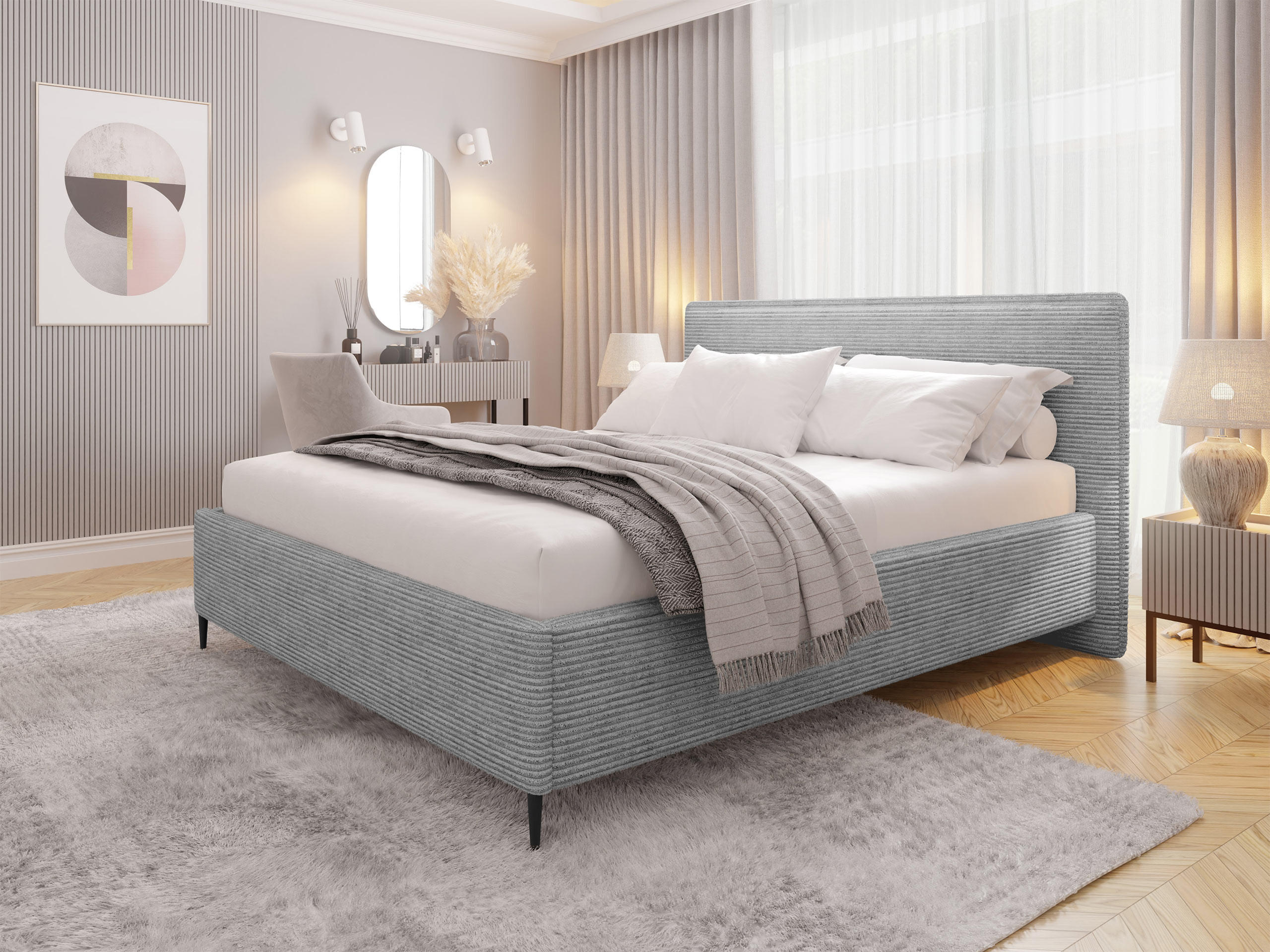 POLSTERBETT Puretta - Schwarz/Grau, Holzwerkstoff/Textil (140/200cm) - MIRJAN24
