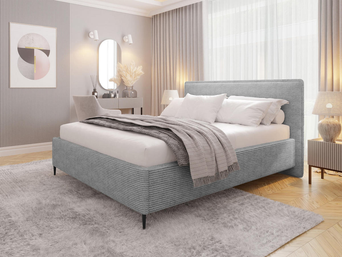 POLSTERBETT Puretta - Schwarz/Grau, Holzwerkstoff/Textil (160/200cm) - MIRJAN24