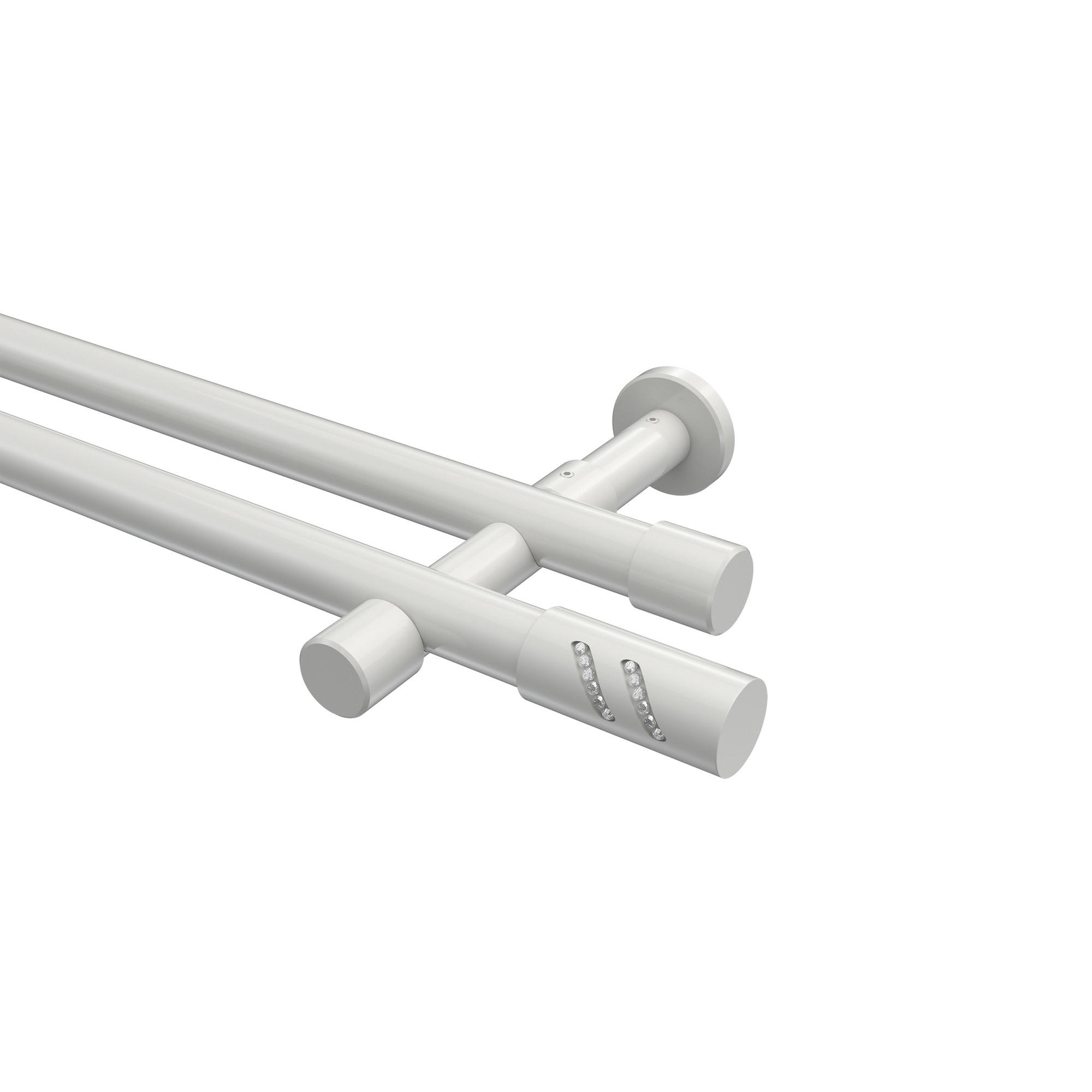 GARDINENSTANGEN-SET Prestige Zoena 100 cm, 2-läufig (ohne Ringe), 20 mm Ø Weiß - Weiß, Metall (100cm) - INTERDECO