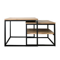 COUCHTISCH 2er Set - Eiche / Metall - Naturfarben, Holz (60/60/46cm) - holz4home
