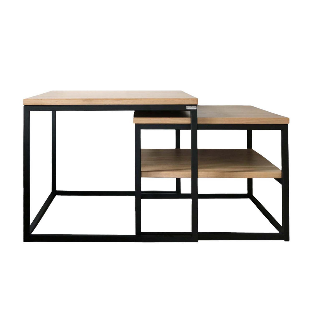 COUCHTISCH 2er Set - Eiche / Metall - Naturfarben, Holz (60/60/46cm) - holz4home