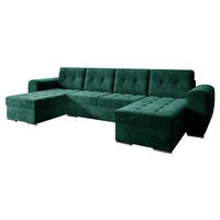 WOHNLANDSCHAFT Bari U - Smaragdgrün/Silberfarben, Holz/Textil (326/86/157cm) - MIRJAN24