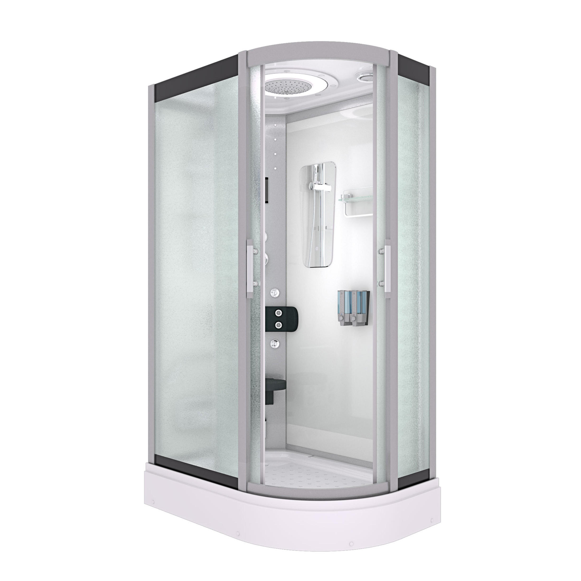 DUSCHE Duschkabine D60-70M0R Weiß 80x120 - Weiß, Glas/Kunststoff (80/120/215cm) - AcquaVapore by Sandra Jentho