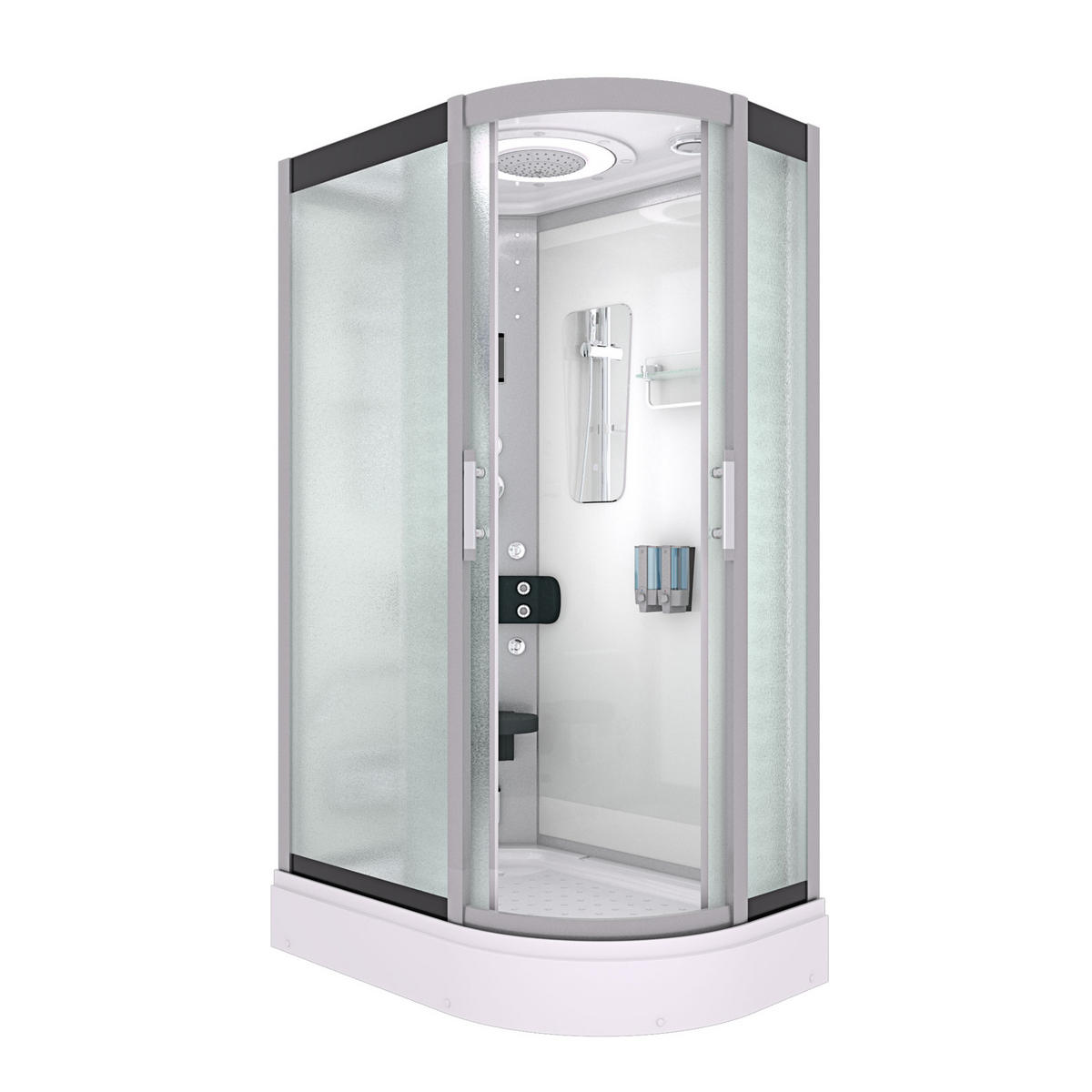 DUSCHE Duschkabine D60-70M0R Weiß 80x120 - Weiß, Glas/Kunststoff (80/120/215cm) - AcquaVapore by Sandra Jentho