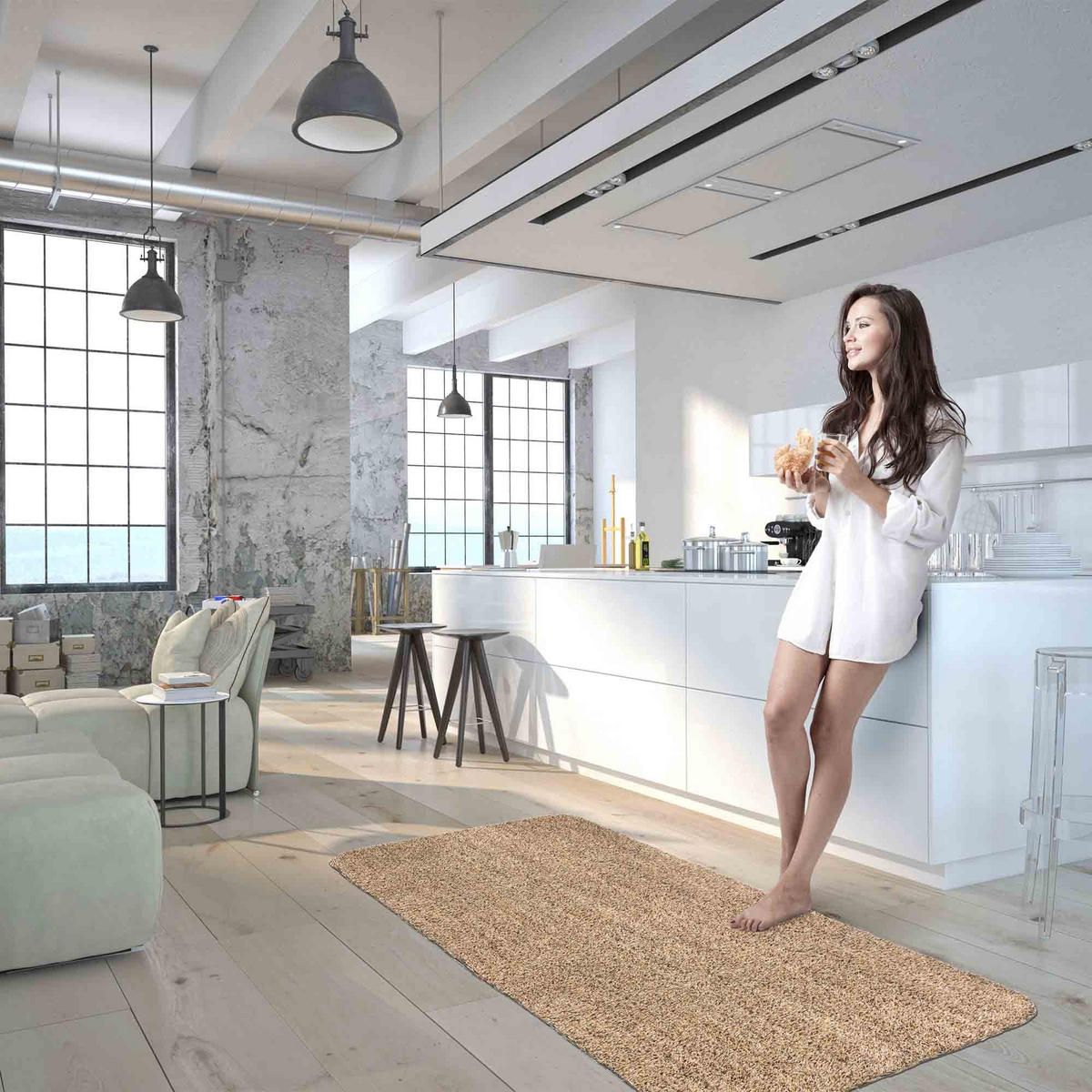 FUSSMATTE WASCHBAR ENTRA 2ER SET - Beige, Textil (60/75cm) - Astra