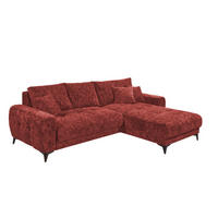 ECKSOFA beidseitig montierbar, Schlaffunktion mit Bettkasten - Rot/Schwarz, Textil/Metall (281/189cm) - ed exciting design