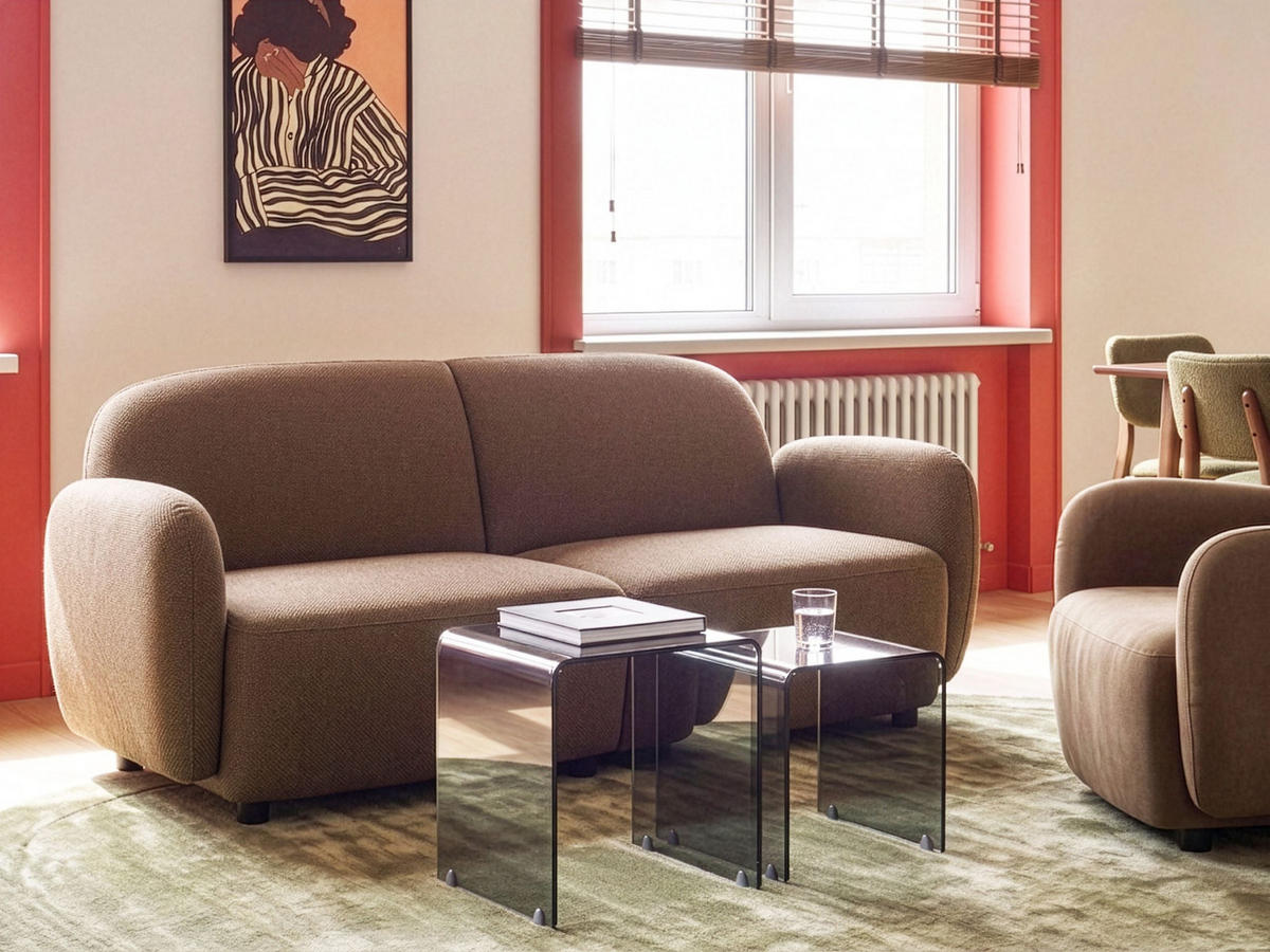 2-SITZER-SOFA Stoff Braun Jule - Schwarz/Braun, Textil (151/77/82cm) - Beliani