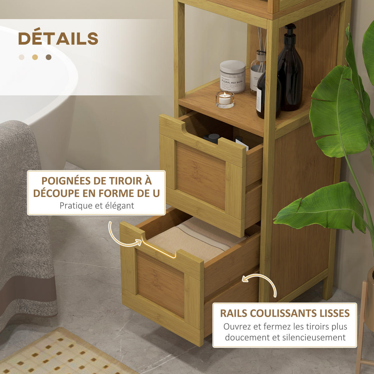 HOCHSCHRANK DE-12386 30/30/144 cm Bambus Natur - Naturfarben, Holzwerkstoff (30/144/30cm) - ComfortXL