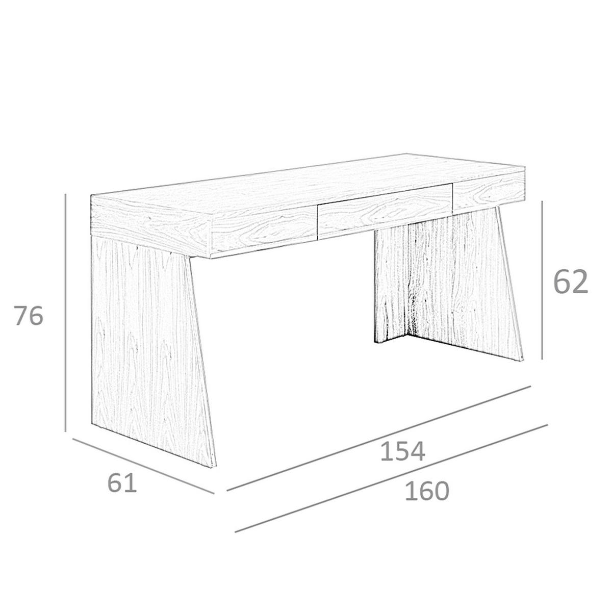 SCHREIBTISCH Schreibtisch Nussbaum 160/61/76 cm - Edelstahlfarben/Walnussfarben, Holz (61/160/76cm) - ANGEL CERDA