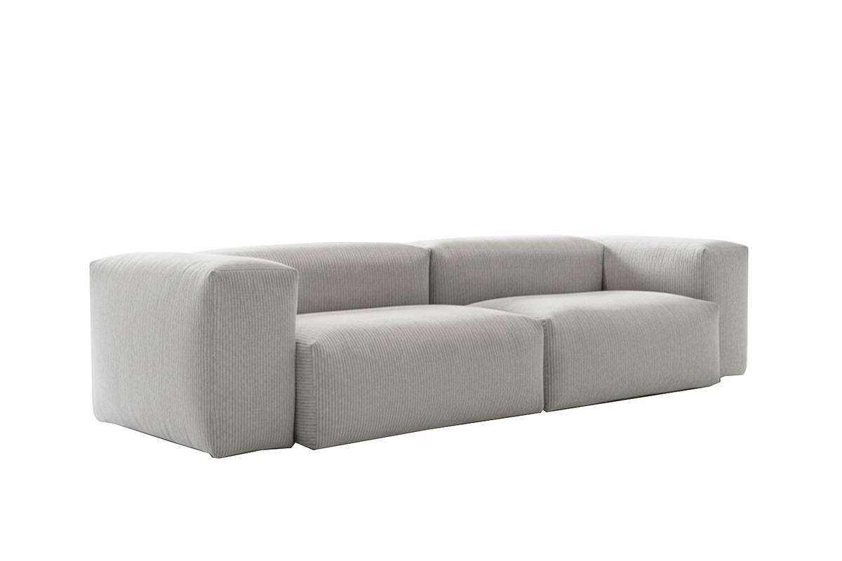 SOFA CELESTE Hellgrau Cord - Hellgrau/Schwarz, Kunststoff/Textil (302/72/114cm) - KAWOLA