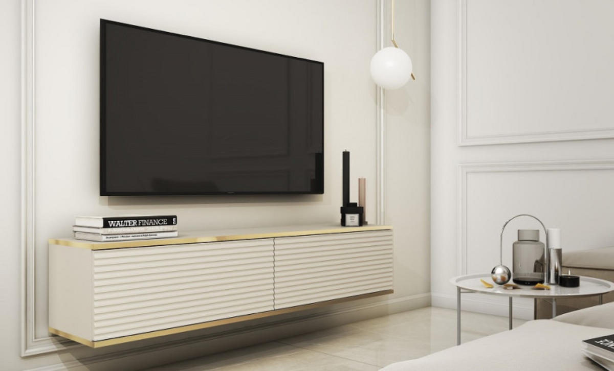 TV-LOWBOARD Beige POLO Hängend MDF Gerillt 135 cm - Beige, Holzwerkstoff (135/30/32cm) - Sepro Meble