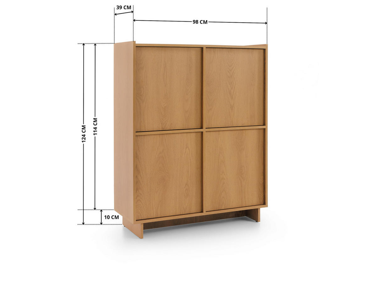 HIGHBOARD SUNA 98 cm (Karamell Eiche, Push to Open) - Eichefarben, Holz/Holzwerkstoff (98/124/39cm) - Ravio