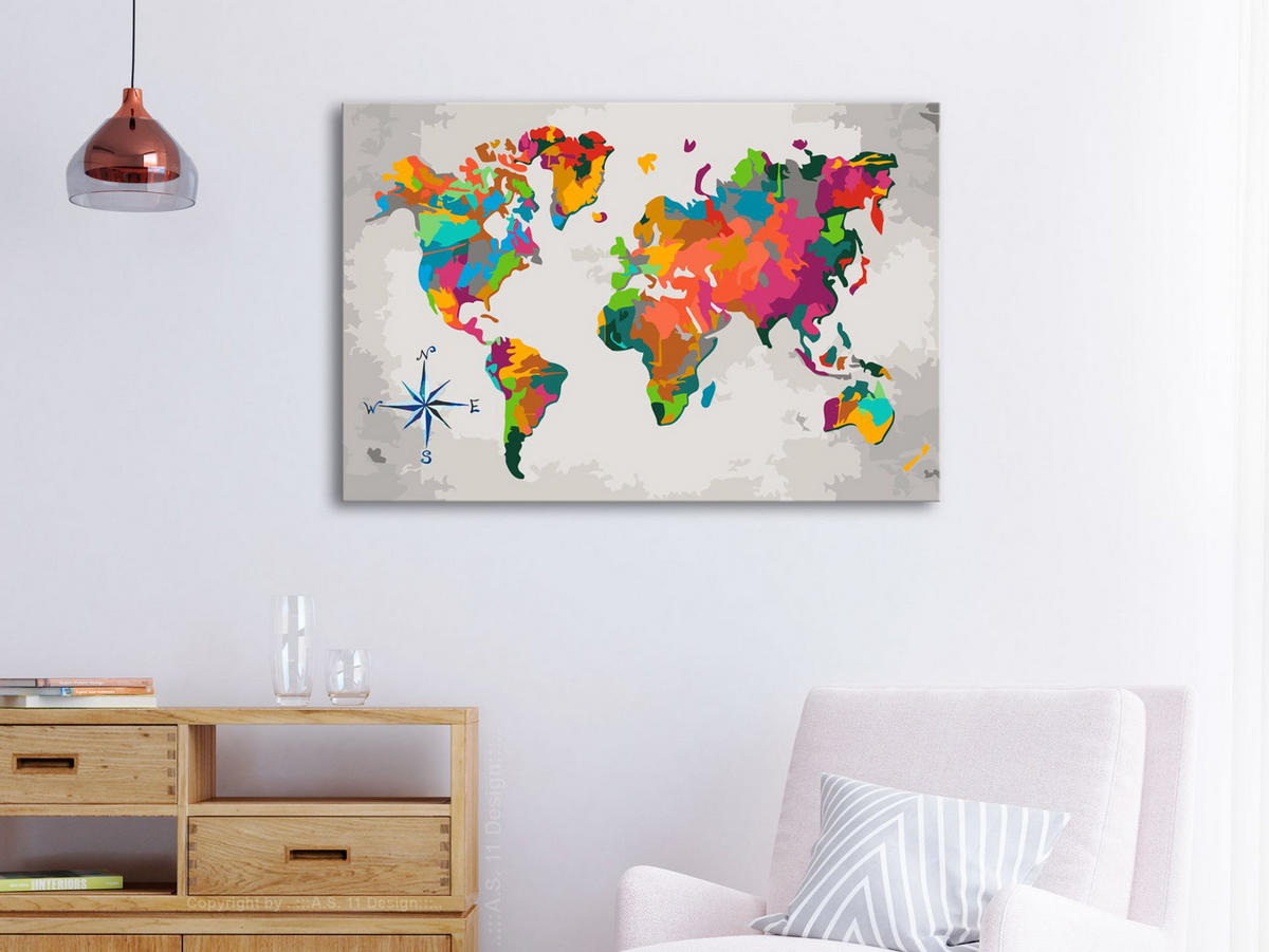 MALEN NACH ZAHLEN 50/40 cm - Grau, Textil (1.4/40cm) - KUNSTLOFT