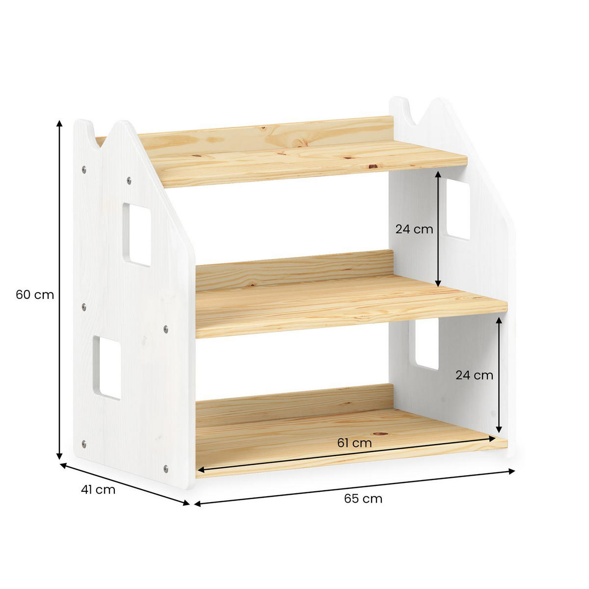KINDERREGAL YASMIN - Naturfarben/Weiß, Holz (65/60/40cm) - IDIMEX