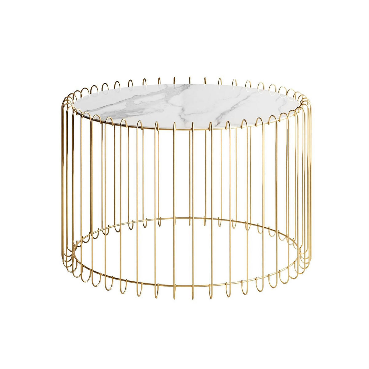 COUCHTISCH MARBELLE mit Marmorplatte, weißer Marmor/Gold - Weiß, Metall (60/60/39cm) - Lookway