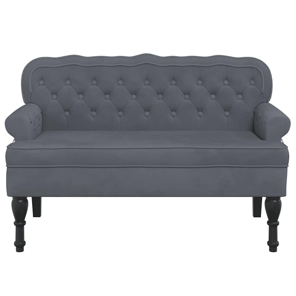 SITZBANK Mit Rückenlehne Dunkelgrau 119,5/64,5/75 Cm Samt - Grau, Naturmaterialen (64.5/75/119.5cm) - vidaXL