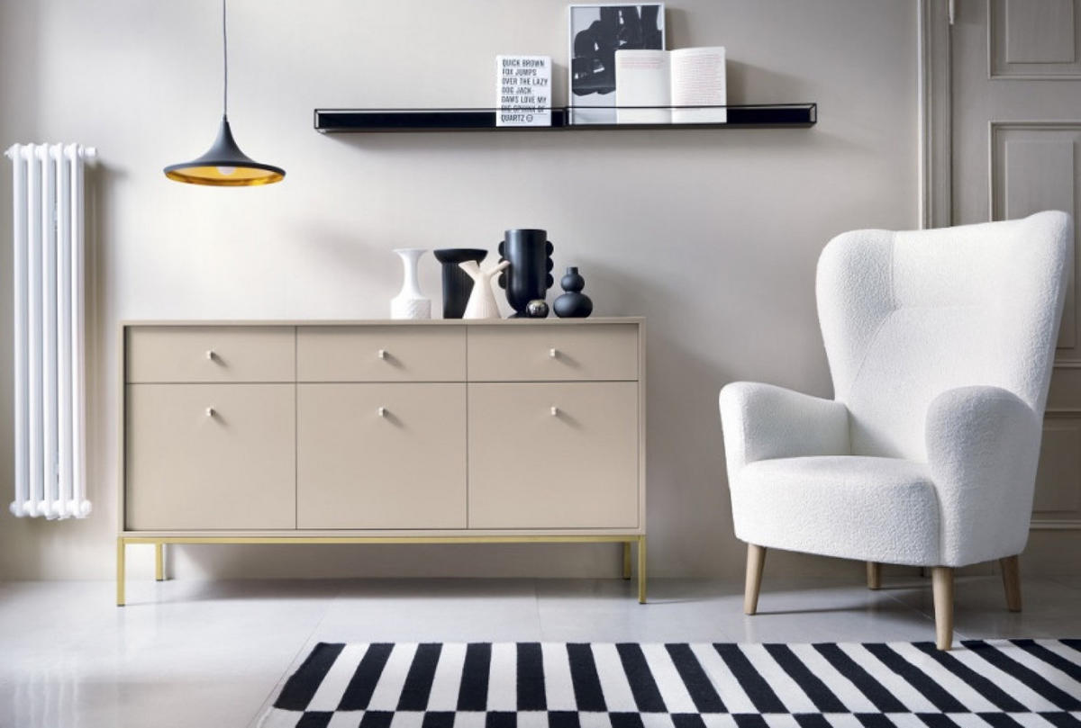 SIDEBOARD Beige MONAKO MKSZ154 Mit Rahmen Gold - Beige, Holzwerkstoff (153.4/83.2/39cm) - Sepro Meble