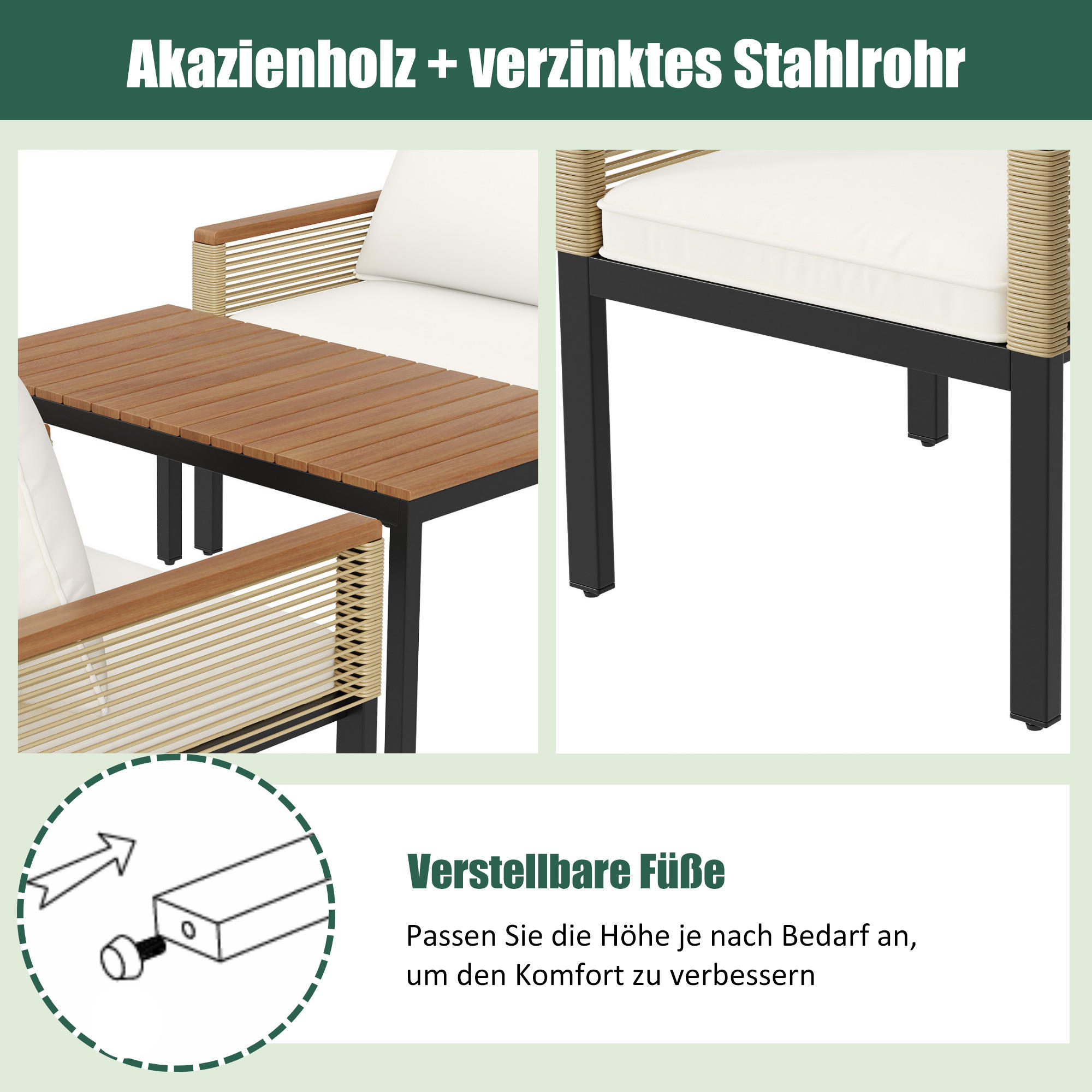 Thumbnail - Flieks Loungeset, Beige, Metall, Loungemöbel, Gartenlounge-Sets