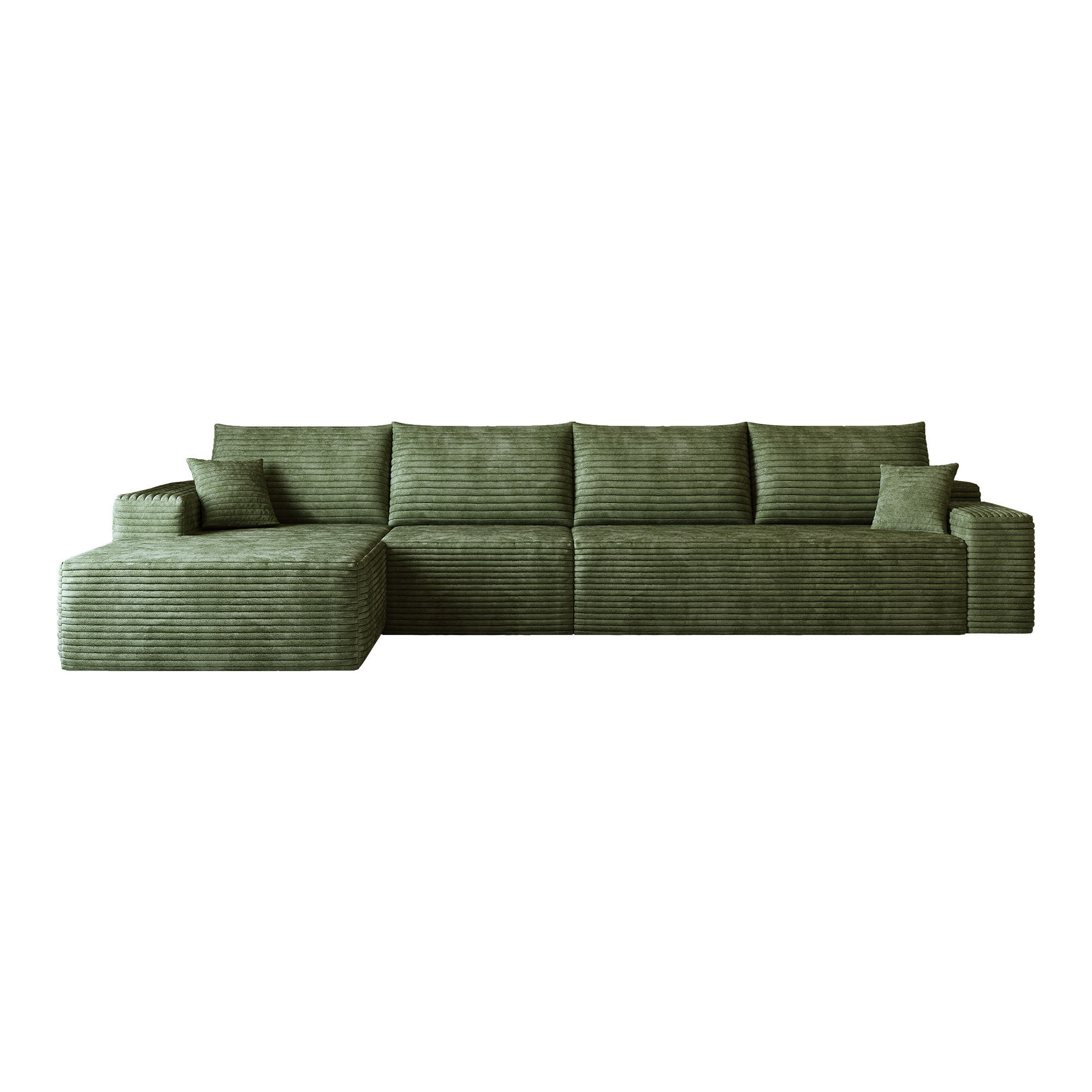 ECKSOFA 340/175/83 cm Grün mit L-förmiger Chaiselongue, Linke Seite - Grün, Textil (340/175cm) - Oxeza