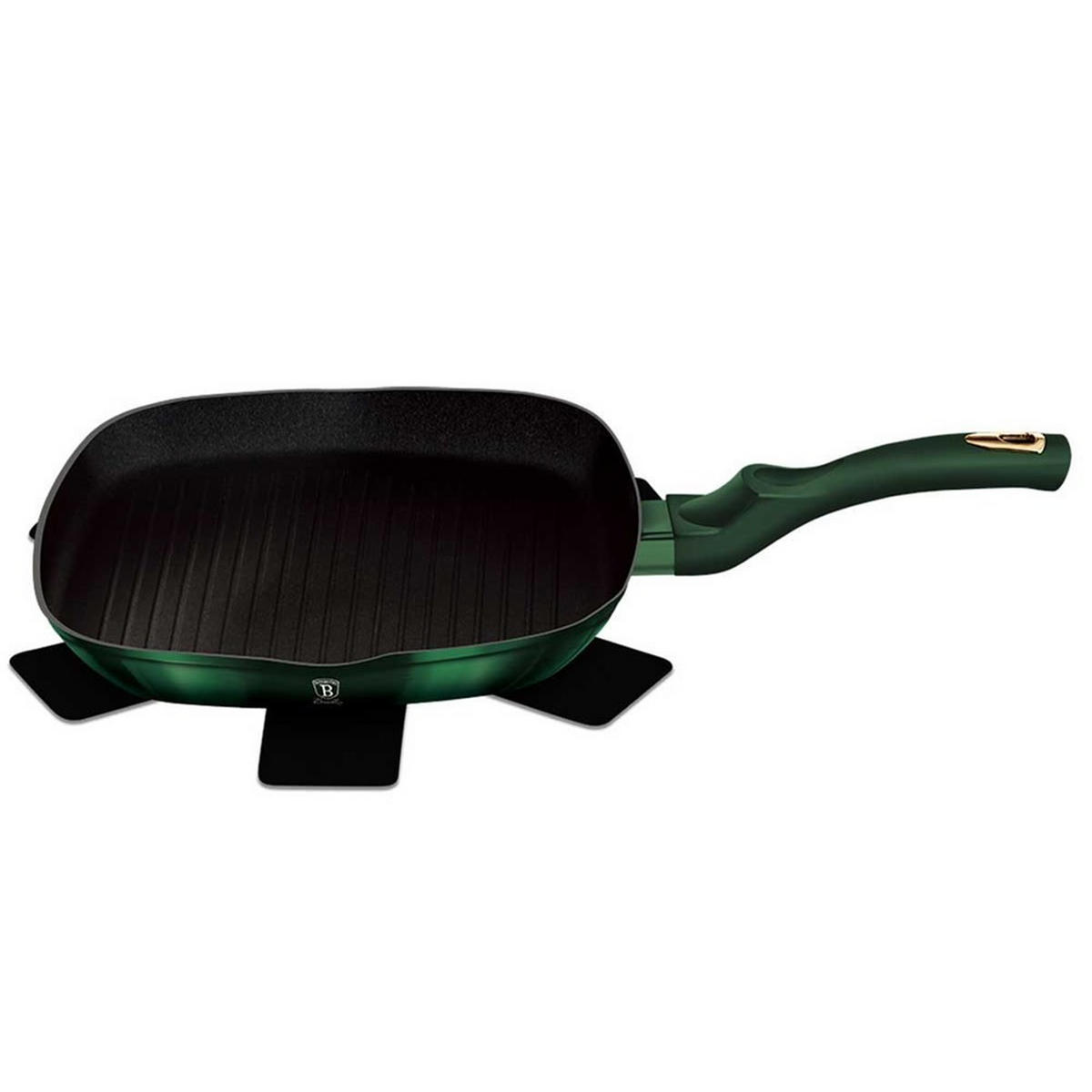 GRILLPFANNE Grün 28/28/5 cm BH6050 - Grün, Metall (28cm) - Berlinger Haus