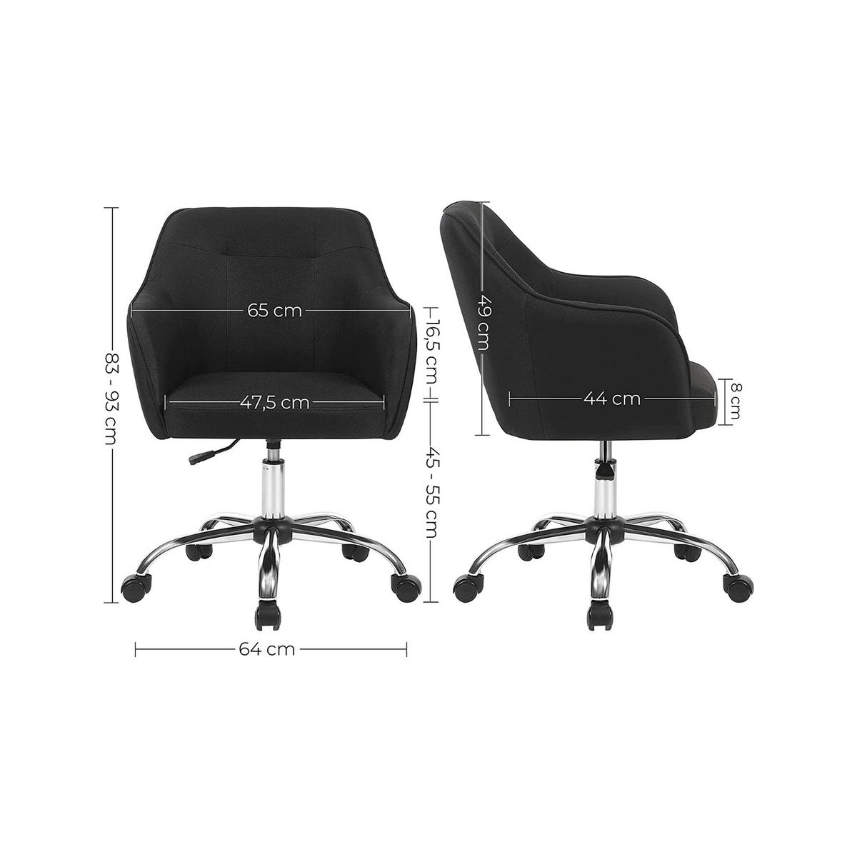 BÜROSTUHL SCHREIBTISCHSTUHL - Schwarz, Leder (69/93/65cm) - Hansiro