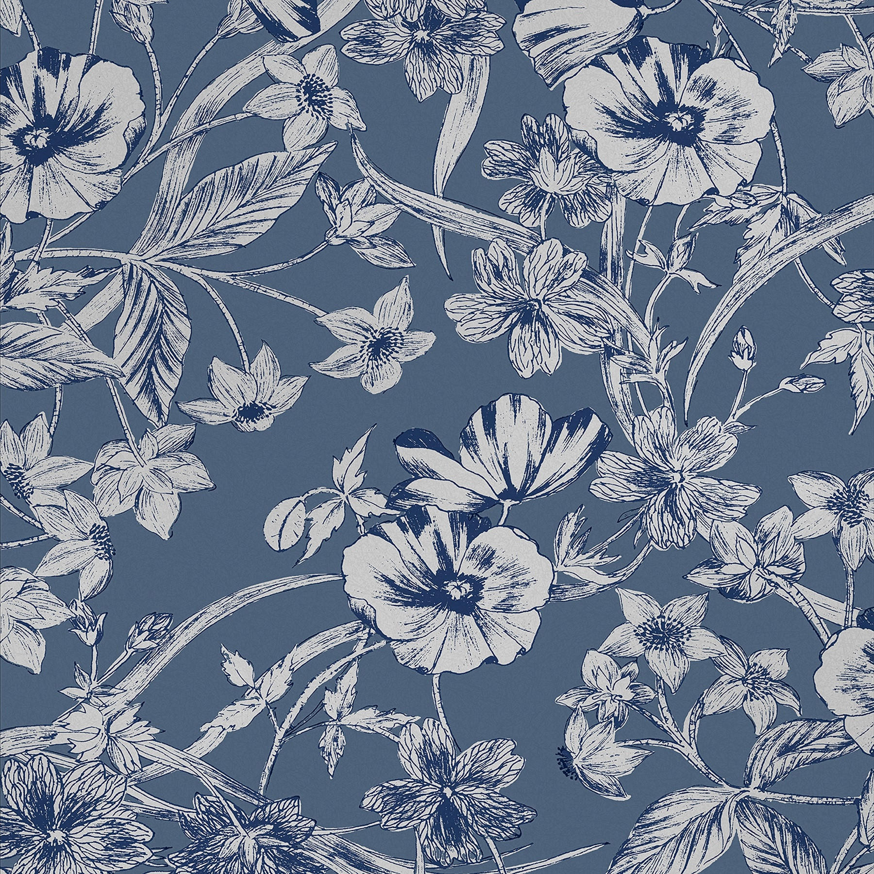VLIESTAPETE Summerhill Mitternachtsblau | Dunkelblau | Blumen| 10mx52cm - Blau, Papier/Kunststoff (52/1000cm) - Graham & Brown