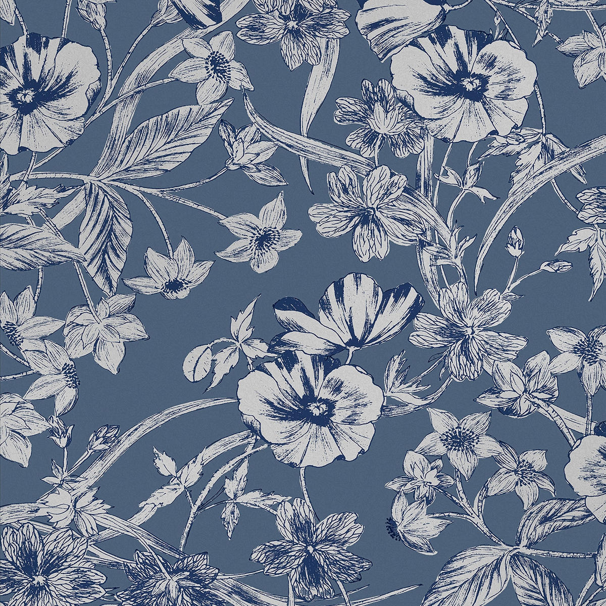 VLIESTAPETE Summerhill Mitternachtsblau | Dunkelblau | Blumen| 10mx52cm - Blau, Papier/Kunststoff (52/1000cm) - Graham & Brown