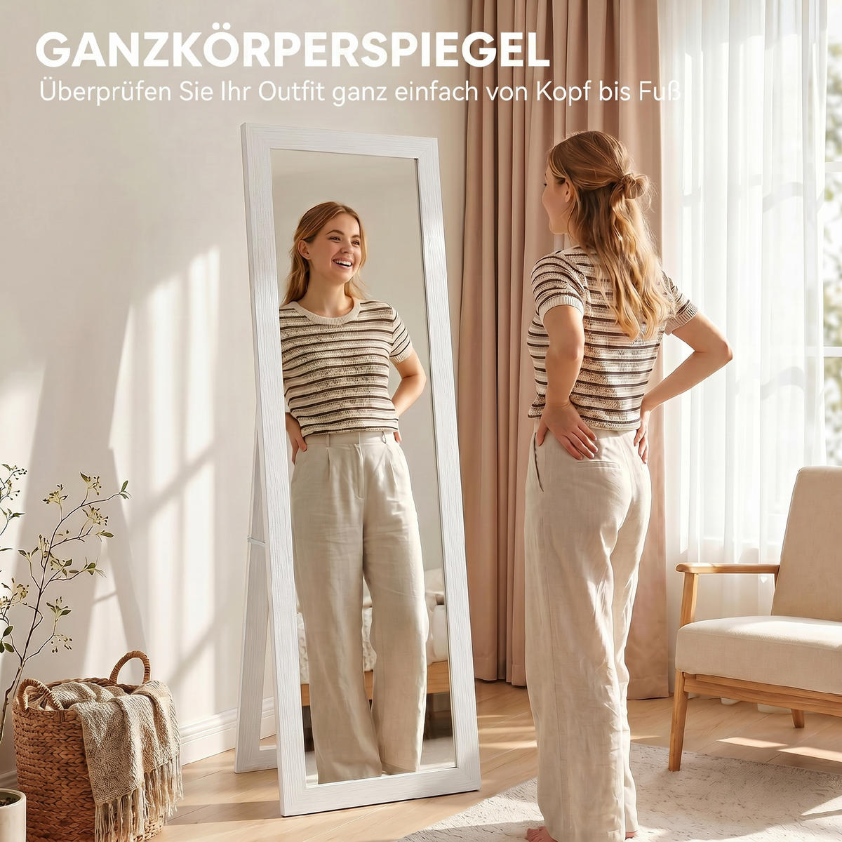 STANDSPIEGEL 2er-Set Weiß 37.0/3.8/157.0 cm - Weiß, Holzwerkstoff (3.8/157/37cm)