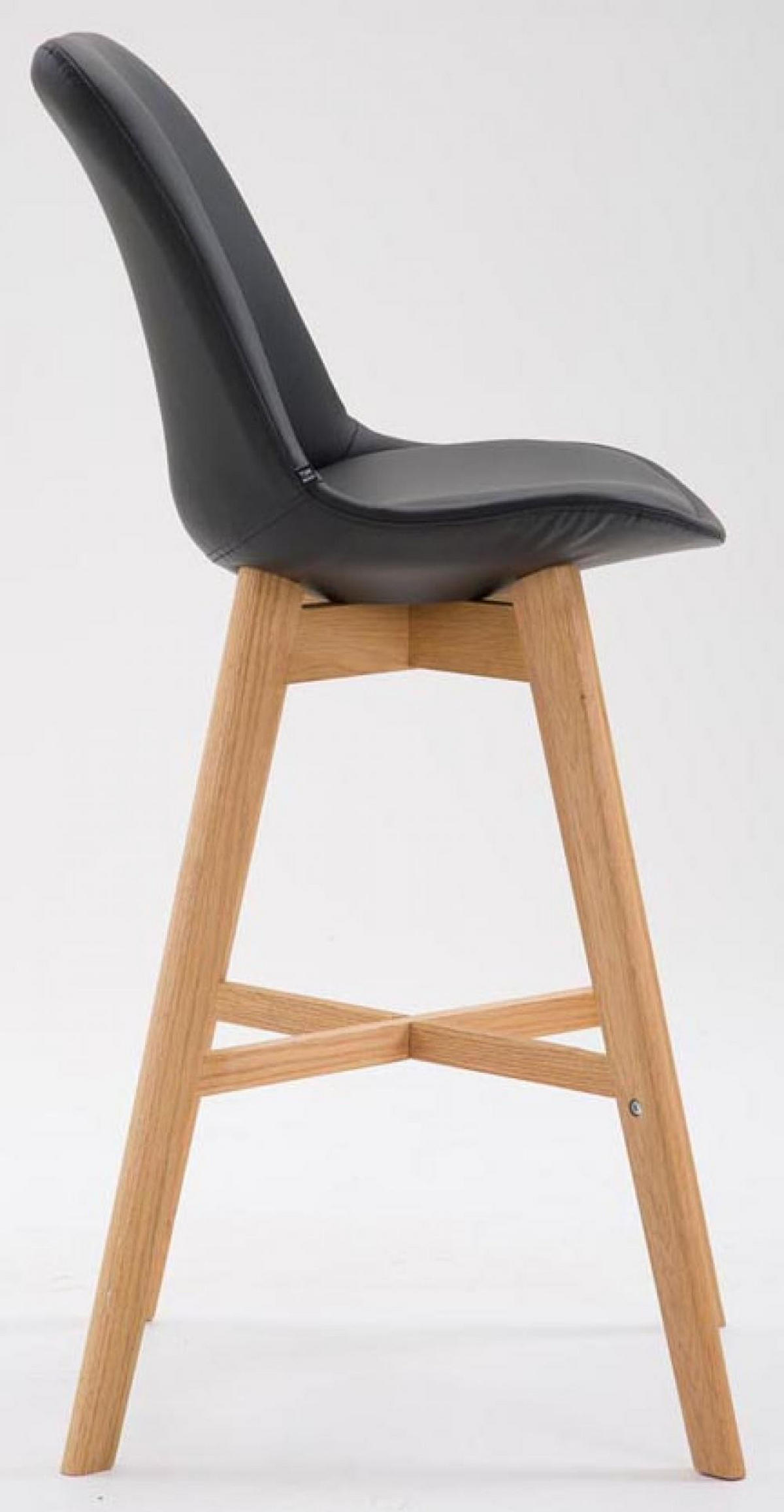 BARHOCKER 2er Set Lederlook schwarz - Eukalyptusholzfarben/Schwarz, Holz/Textil (48/112/56cm) - CLP