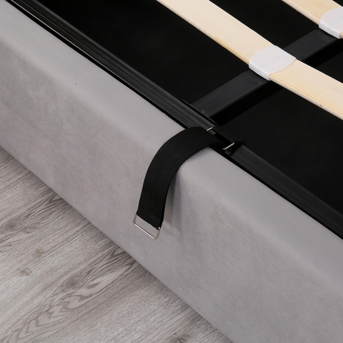 POLSTERBETT 140/190 cm in Grau mit Bettkasten Samt im Ohrendesign - Grau, Holzwerkstoff/Textil (140/190cm) - STILVORA