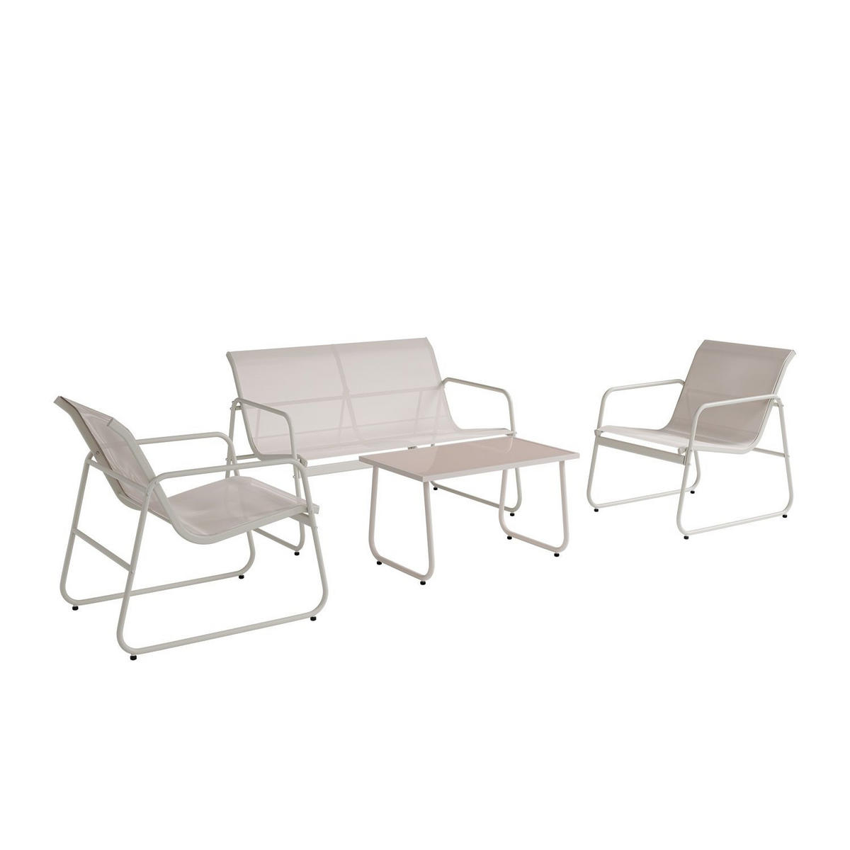 GARTENMÖBELSET Genua 4-tlg. Sand - Beige, Metall - Juskys