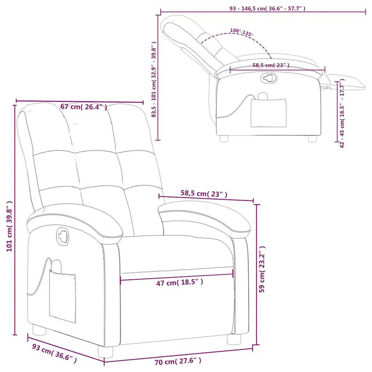 MASSAGESESSEL Dunkelgrau Stoff - Dunkelgrau, Textil (146.5/83.5/70cm) - vidaXL
