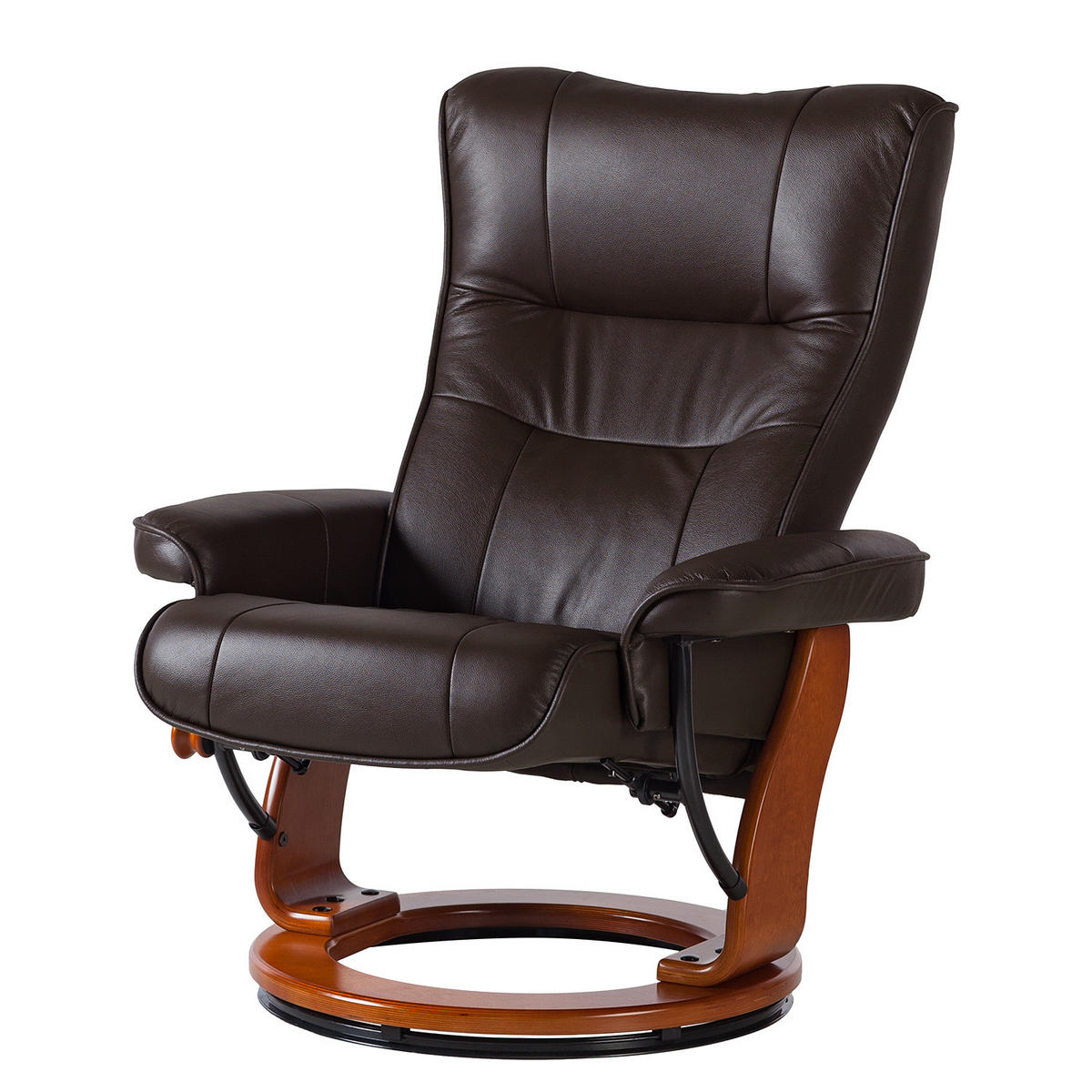 RELAXSESSEL - Kunstleder - Braun, Leder/Holz (82/105/84cm) - home24