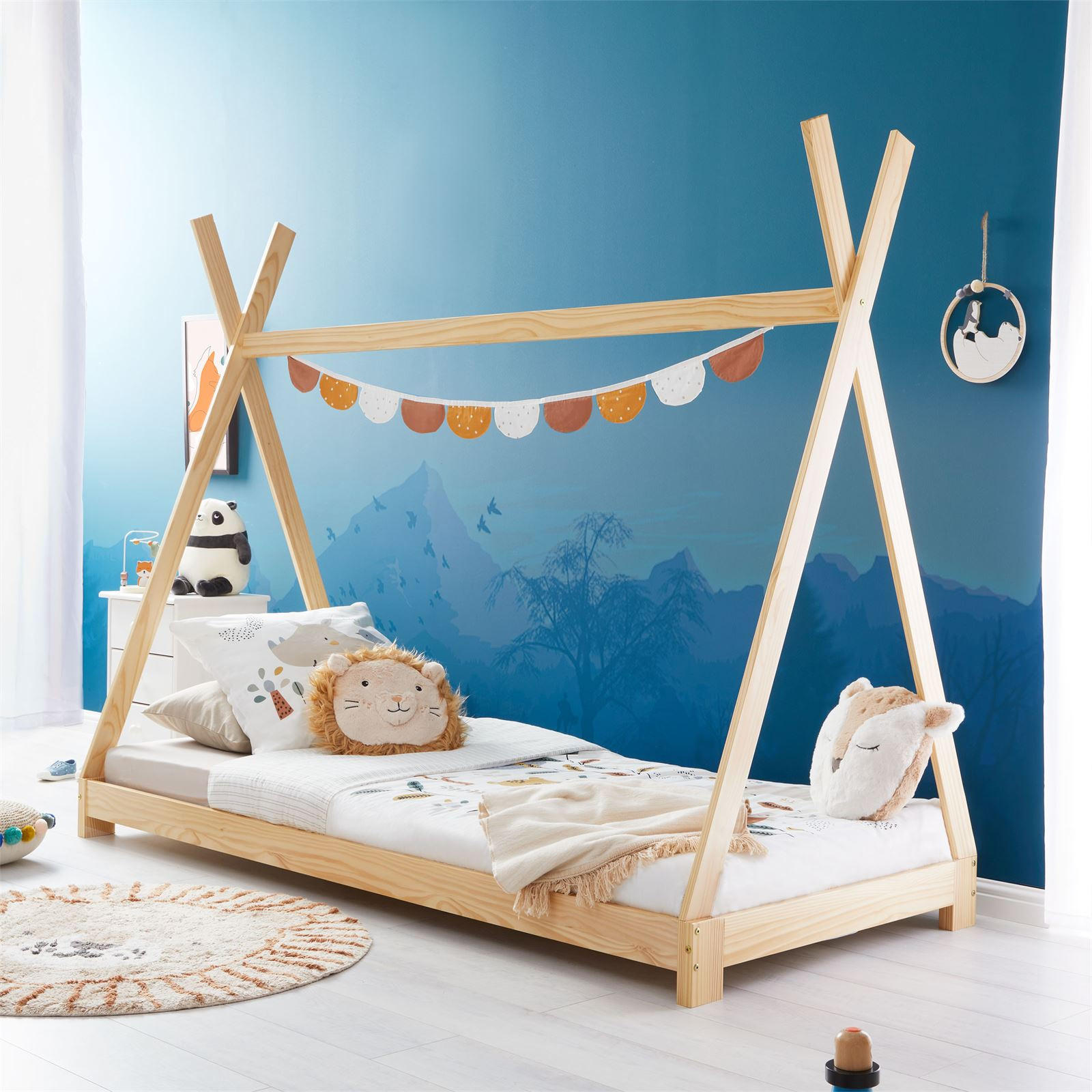 Thumbnail - Idimex Tipibett, Natur, Holz, Kiefer, Mode, 95x167x205 cm, FSC Mix, Kinder- & Jugendzimmer, Kindermöbel, Kinderbetten, H...