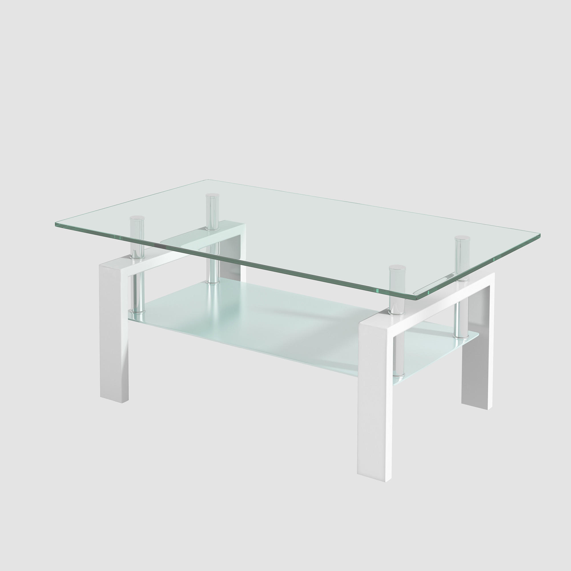 COUCHTISCH Weiß 100/60/44 cm - Weiß, Glas (60/100/44cm) - PANGIVO