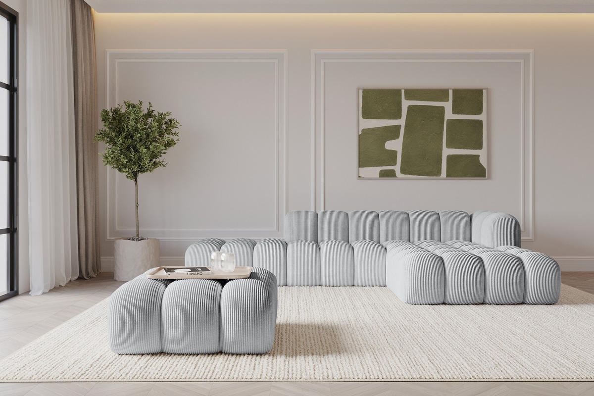 TABURET OLEA-PUF 91x87x44 cm Šedá Manšestr - šedá/černá, kompozitní dřevo/textil (91/44/87cm) - ALTDECOR