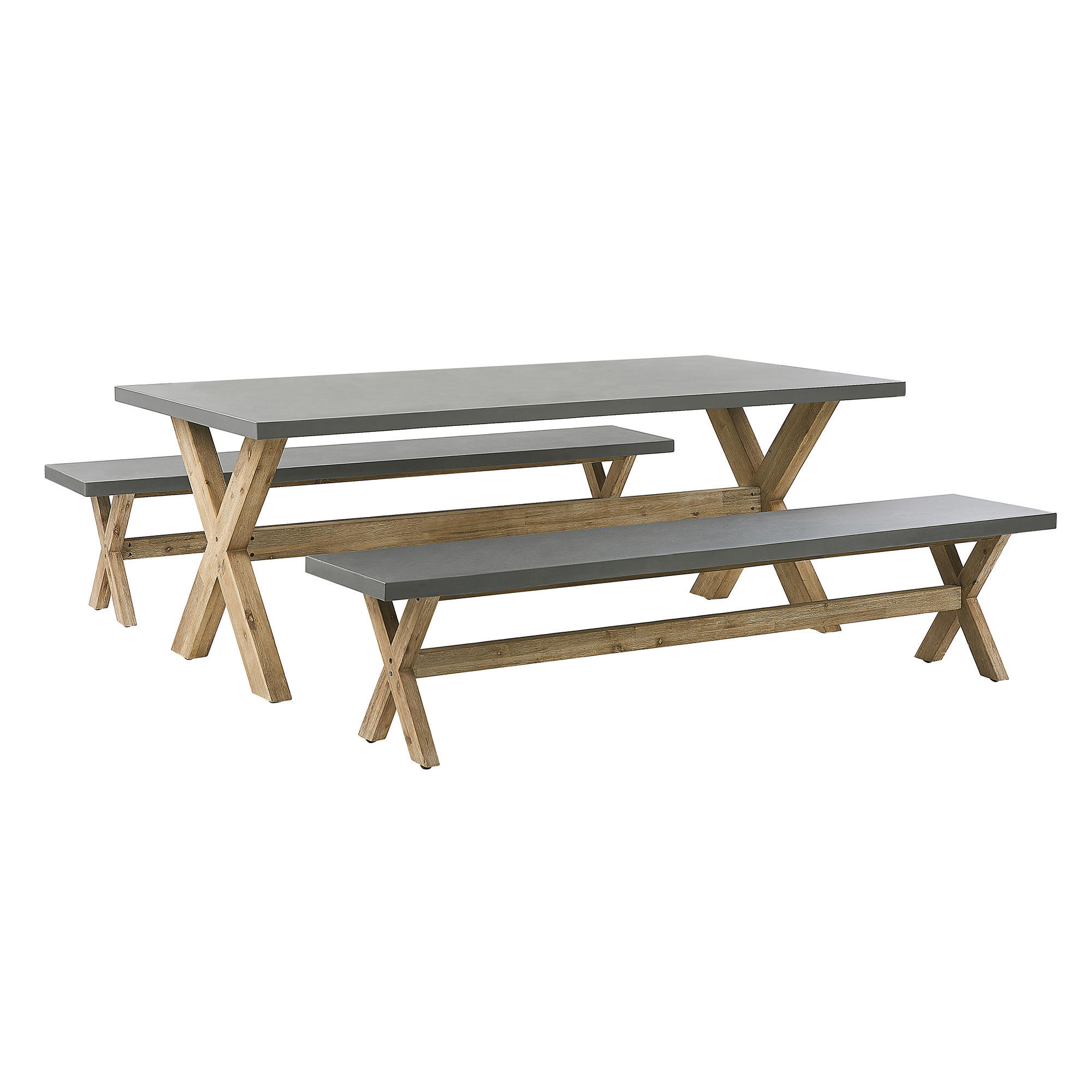 MOBILIER DE GRĂDINĂ set cu 6 locuri fibrociment gri 3 piese Olbia