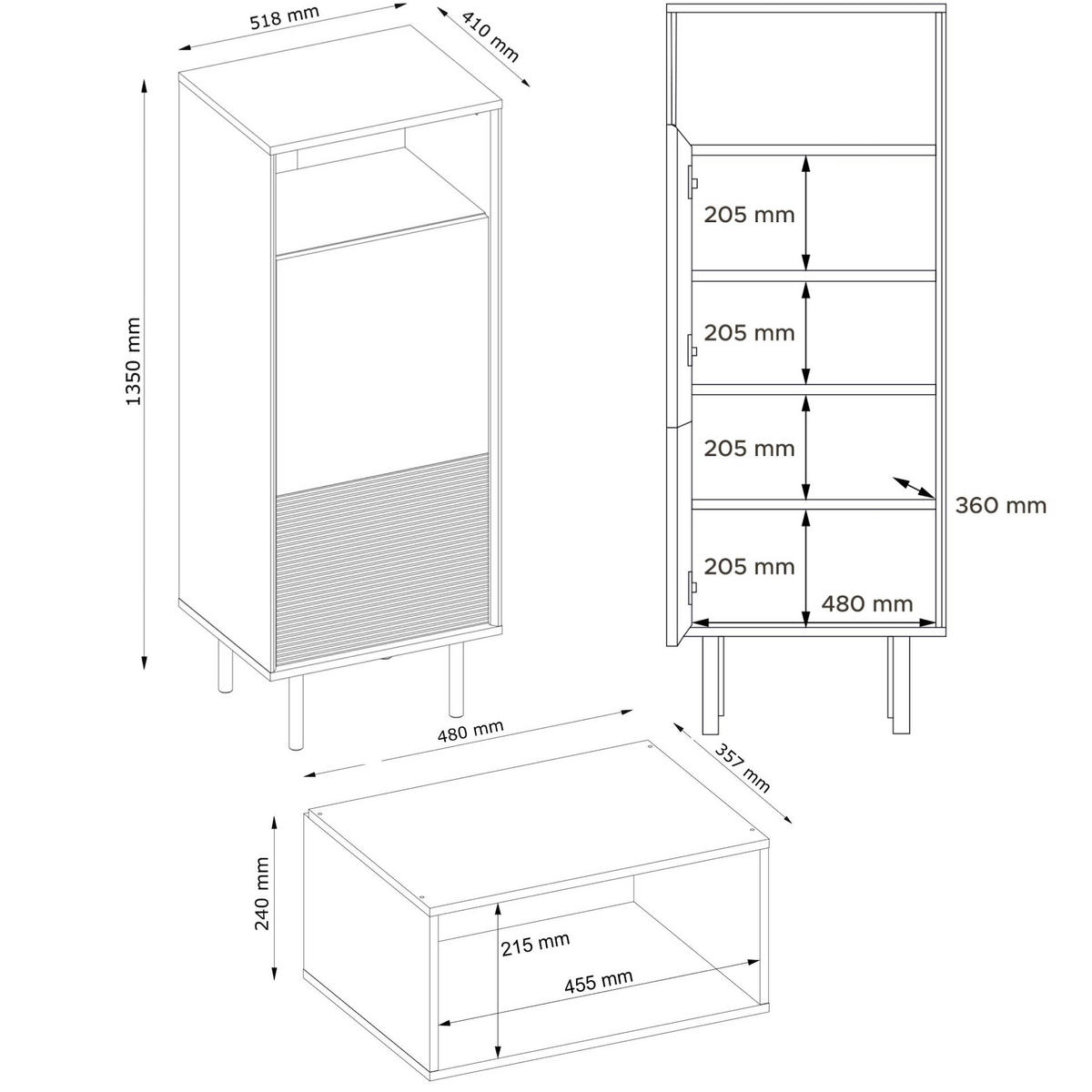 BÜCHERREGAL LOFTY mit Einsatz, schwarz - Eichefarben/Schwarz, Holzwerkstoff (52/135/41cm) - KONSIMO®