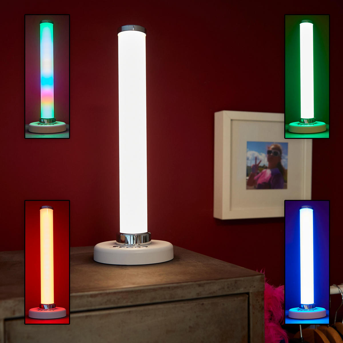 RGB-LED-TISCHLAMPE - elegante Säulenform mit Farbwechsel und warmweißem Licht, kabellos und tragbar - Weiß, Kunststoff (13/13/37.1cm) - Northpoint
