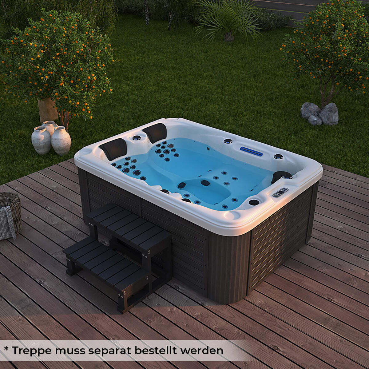 OUTDOOR Whirlpool BEACH PURE - 210 x 155 x 83 cm - Anthrazit, Kunststoff (155/83/210cm) - Home Deluxe