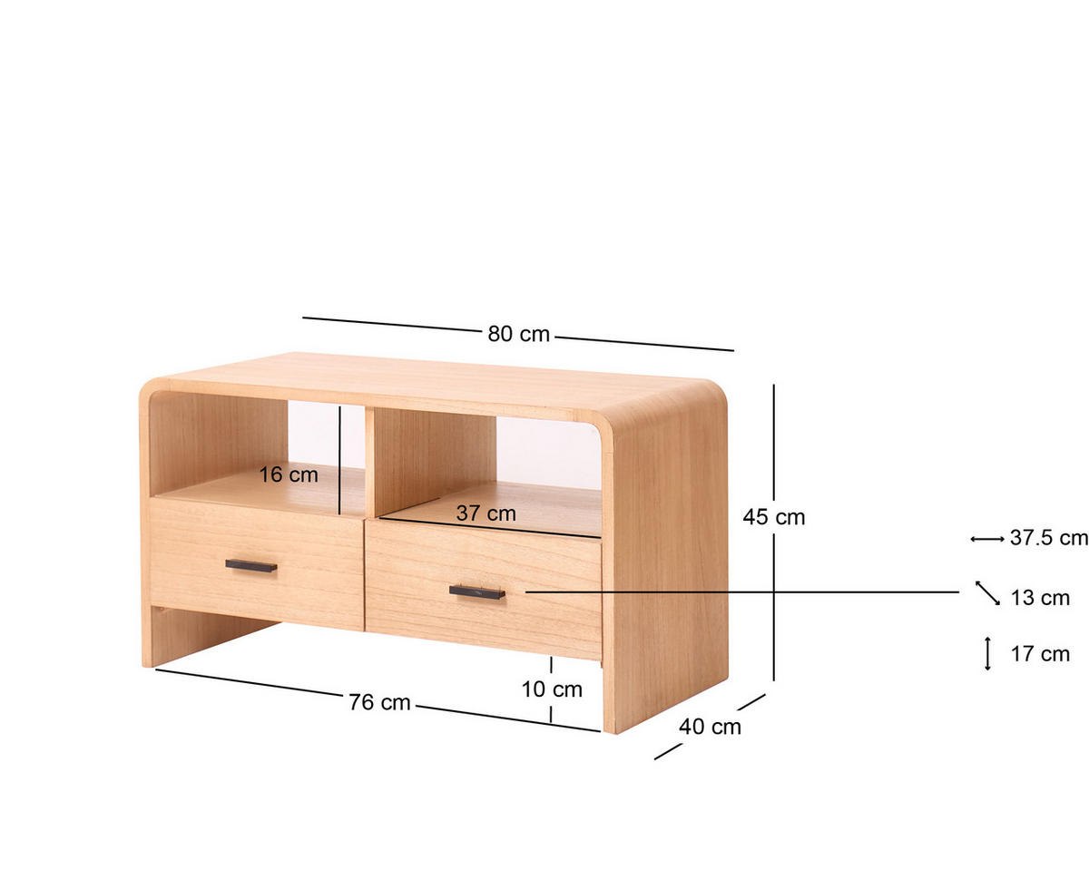 TV-SCHRANK Rechteckig Grün 100 x 42 x 45 (cm) - Braun, Holz (80/45/40cm) - Nordlys