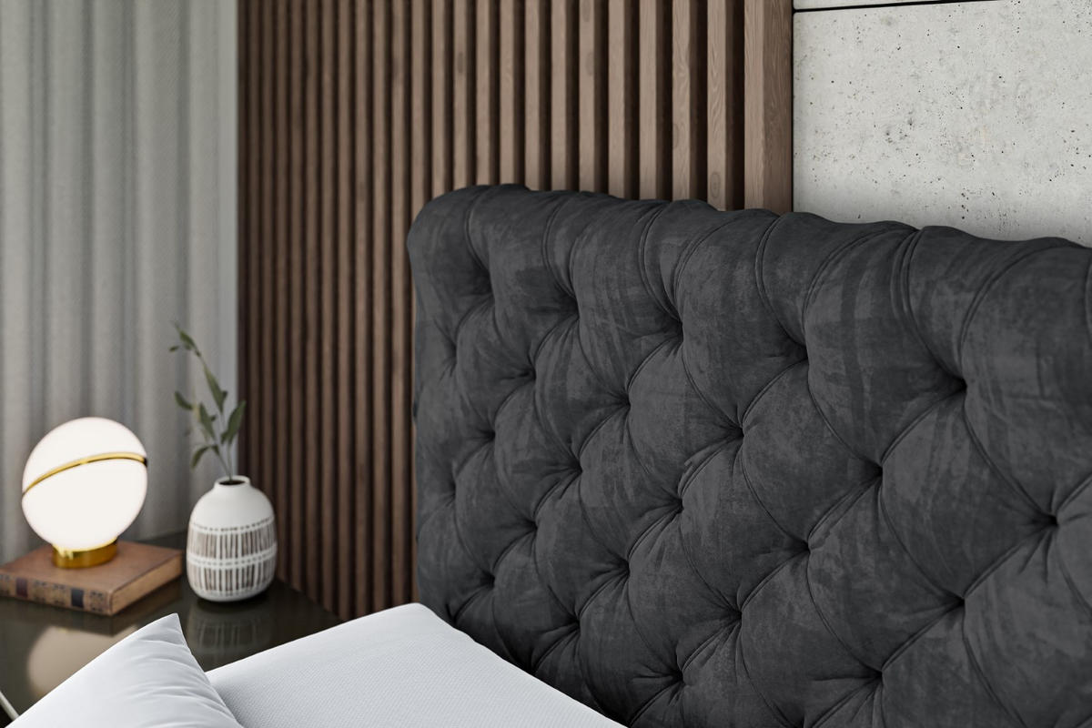 BOXSPRINGBETT BOXI8-Z KING - 160x200 - H3/H4 - Schwarz - Schwarz, Holzwerkstoff (160/200cm) - ALTDECOR