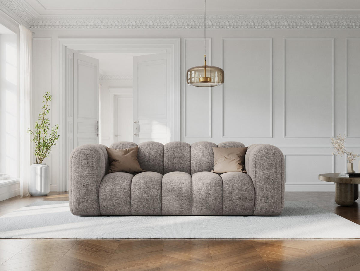 SOFA Lupine aus Chenille-Stoff beige 2 Sitzplätze - Beige, Textil (95/70/200cm) - Micadoni
