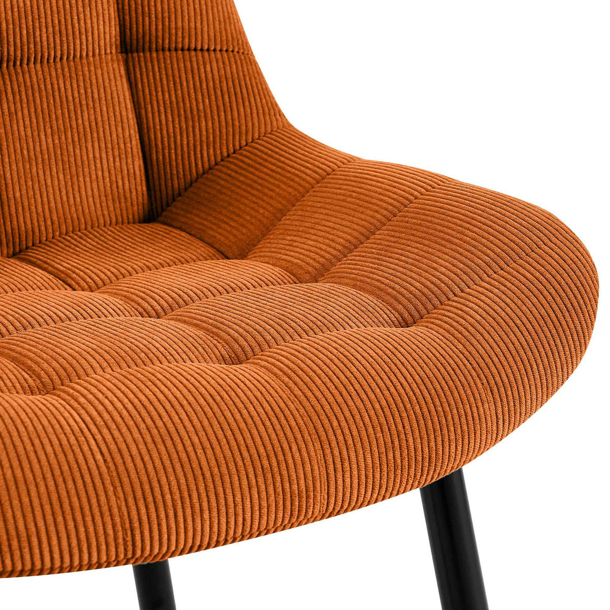 ESSZIMMERSTUHL Cord Orange - Schwarz/Orange, Textil/Metall (52/83/58cm) - CLP