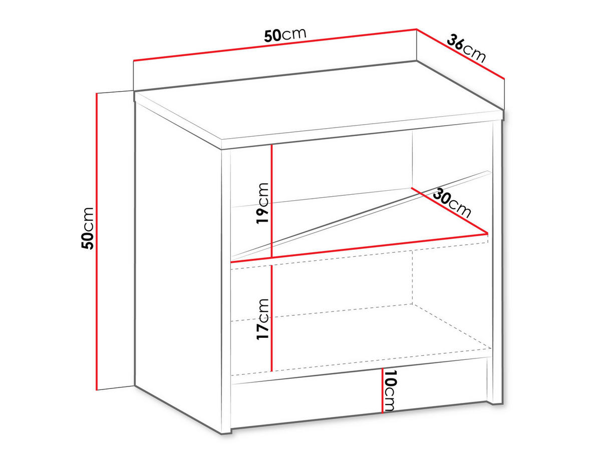 NACHTTISCH Aston 07 - Eichefarben/Beige, Holzwerkstoff (50/50/36cm) - MIRJAN24