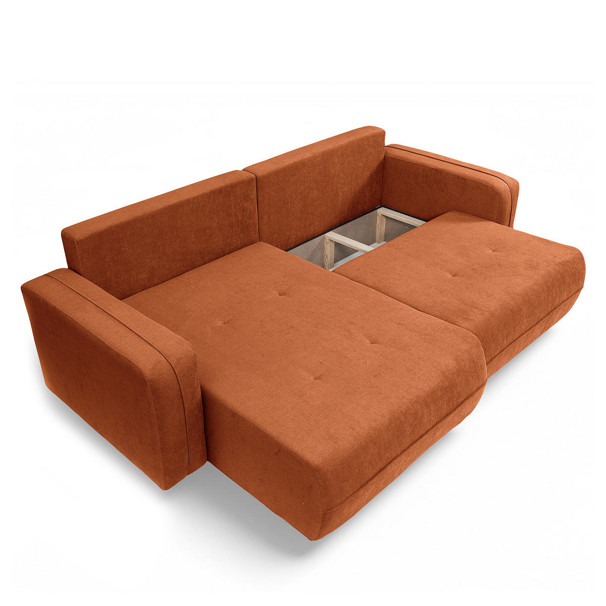ECKSOFA mit Schlaffunktion - 244 cm - Schwarz/Orange, Kunststoff/Textil (244/145cm) - home24