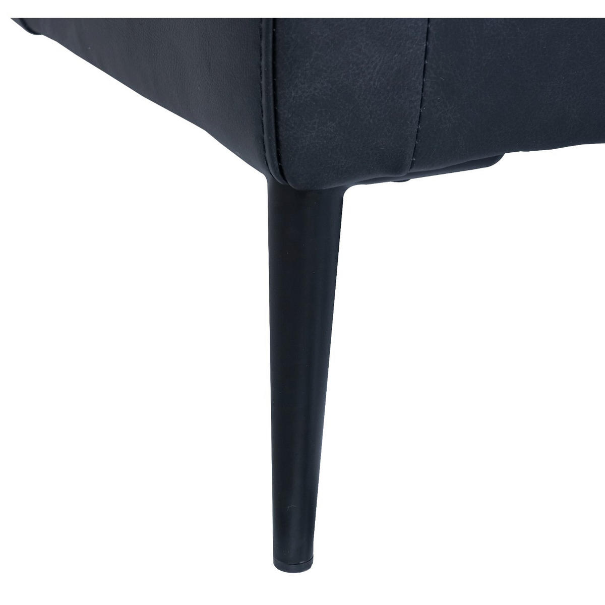 DREISITZER-SOFA Echtleder Schwarz - Schwarz, Leder/Metall (220/83/88cm) - Furnhouse