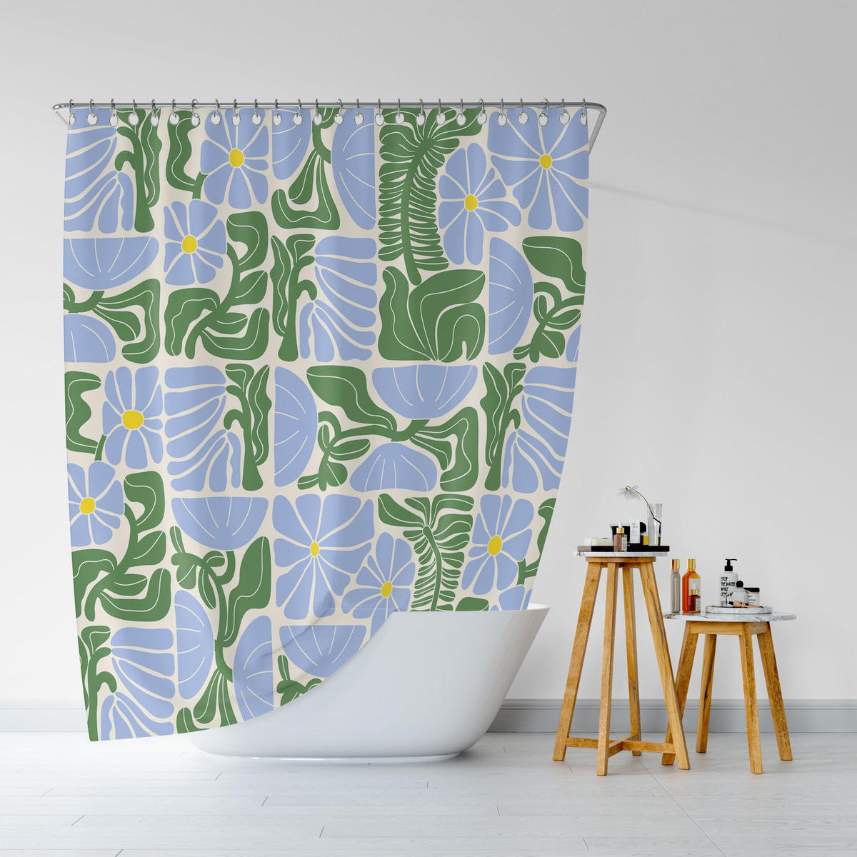 DUSCHVORHANG wasserdicht Polyester mit Haken Muster geometrisch abstrakt modern Mitte Stil - Multicolor, Textil (180/180cm) - MCBOSON