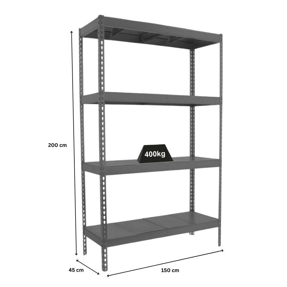 SCHWERLASTREGAL BIG METAL YETI FOUR | HxBxT 200x150x45cm | Fachlast 400kg | Grau - Grau, Metall (150/200/45cm) - PROREGAL