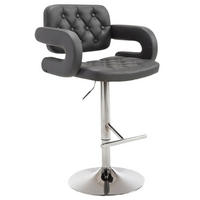 BARHOCKER Dubai, Gestell Metall in Chromoptik, Kunstleder Grau - Chromfarben/Grau, Kunststoff/Textil (52/100/55cm) - TPFLiving
